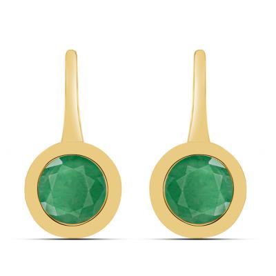 BUY 14K GOLD WITH NATURAL EMAERALD GEMSTONE EARRING